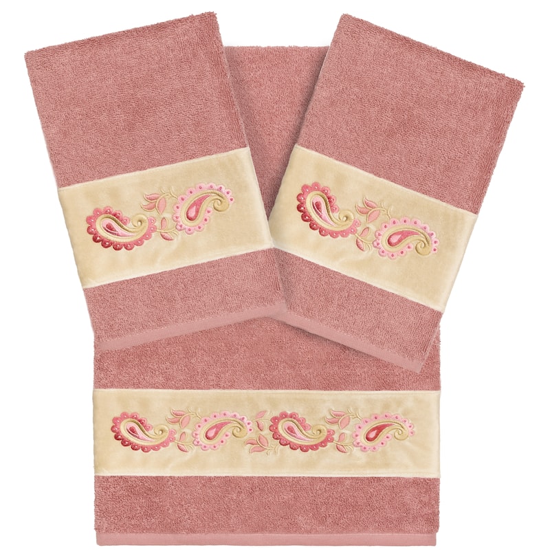 Authentic Hotel and Spa Turkish Cotton Mackenzie 3PC Towel Set - Tea Rose