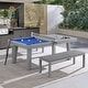 preview thumbnail 3 of 52, Newport Outdoor Patio 7ft Slate Pool Table Dining Set with 2 Benches & Accessories, Cement Finish