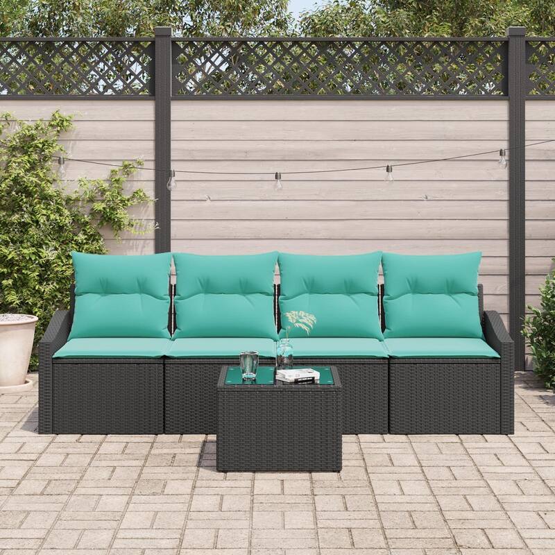 vidaXL 5 Piece Garden Sofa Set with Cushions - 91.7×24.4×27.2