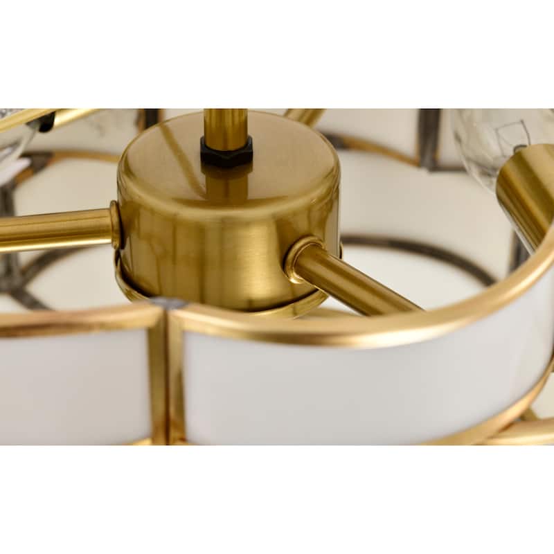 Cribe Brass Trim and White Ribbon Weave Ceiling Light