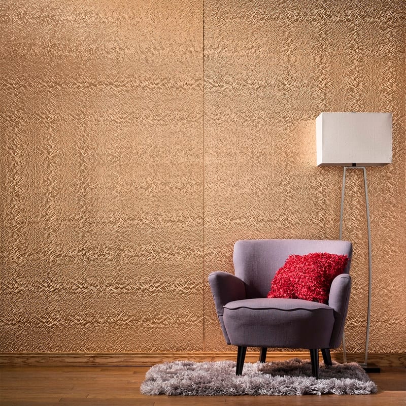 FASÄDE Hammered 4-foot x 8-foot PVC Wall Panel in Polished Copper