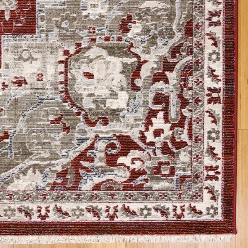 Gertmenian Astris Laval Traditional Red/Beige Medallion Wide Border Polypropylene Area Rug