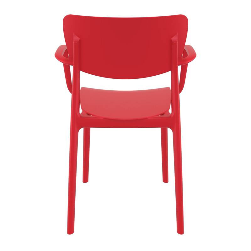 33" Red Solid Stackable Patio Dining Arm Chair