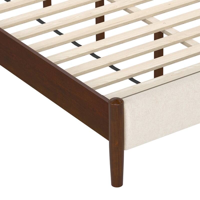 The Modern And Simple Solid Wood Bed In A Deep Walnut Tone Is Stable And Load-Bearing