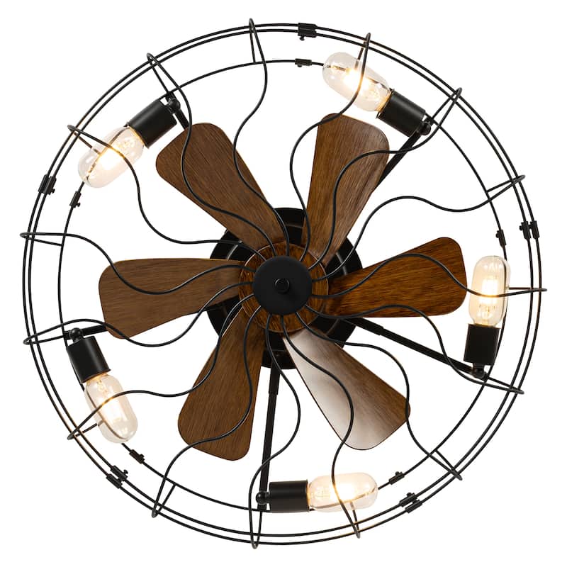 16.5"/19"/20"/23.6" Vintage Distressed White Low Profile Ceiling Fan with Remote (7/6-Blade)