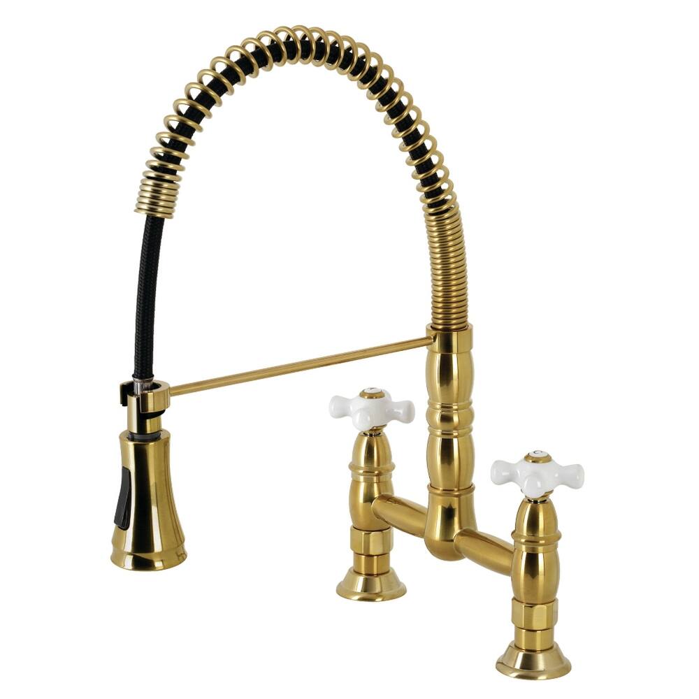 Heritage Two-Handle Deck-Mount Pull-Down Sprayer Kitchen Faucet