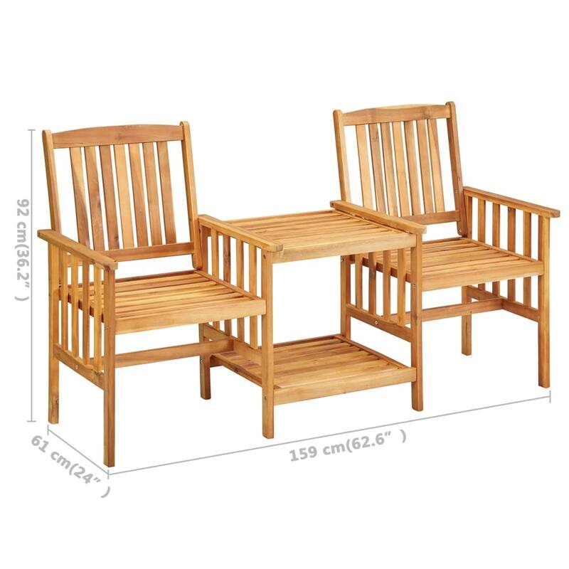 vidaXL Patio Bistro Set Table and Chairs Conversation Set Solid Acacia Wood - 62.6" x 24" x 36.2"