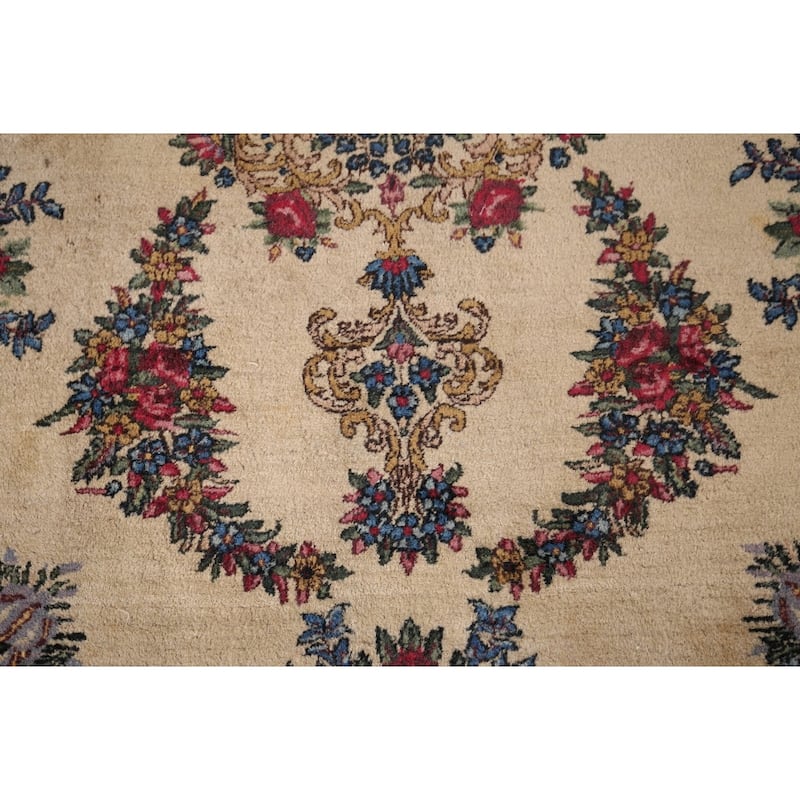 Vegetable Dye Kerman Vintage Persian Area Rug Hand-Knotted Wool Carpet - 4'0" x 7'1"