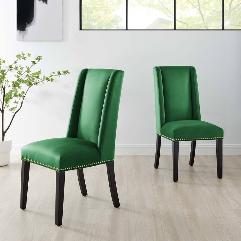 Baron Performance Velvet Dining Chairs - Set of 2 - Green