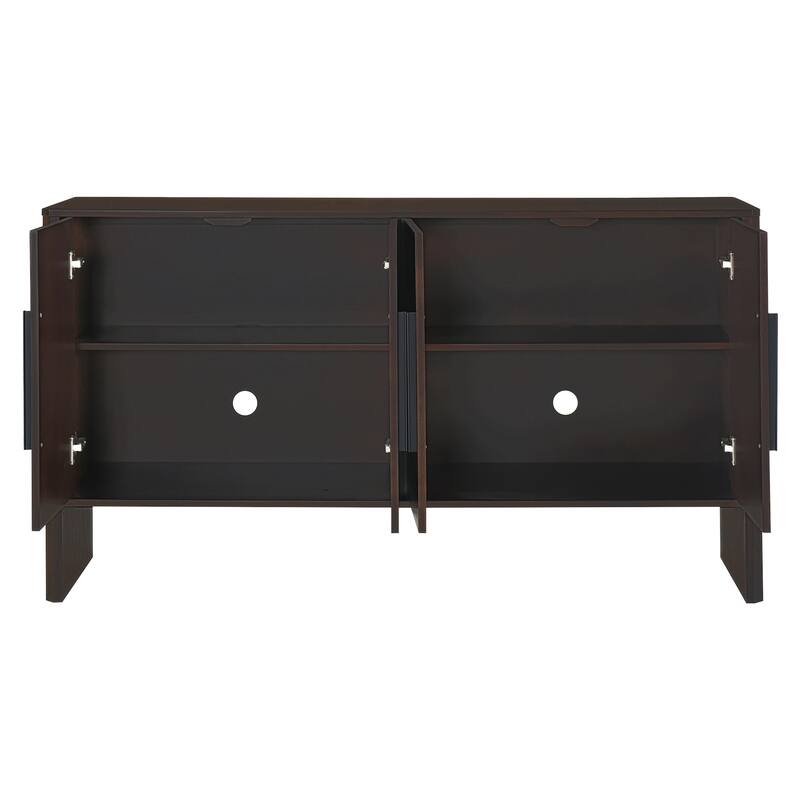 4-Door Retro Sideboard with Adjustable Shelves, Large Storage Cabinet, Antique Blue