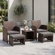 preview thumbnail 1 of 20, 5-Piece Outdoor Wicker Patio Furniture Set, PE Rattan Conversation Set with 2 Armchairs, 2 Ottomans, 1 Side Table & Cushions