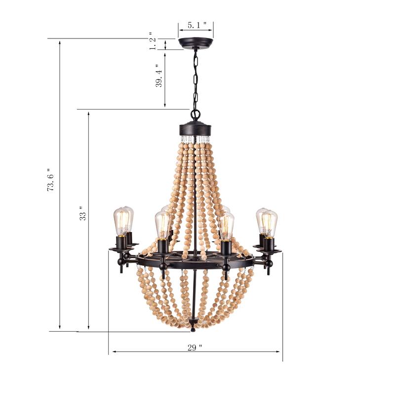 Monarch 8-Light Candle Style Chandelier With Wood Accents