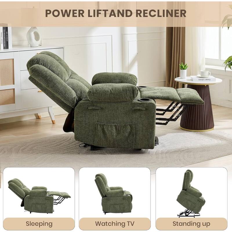 150°Adjustable Lay Flat Power Lift Recliner Sofa Chair for Elderly, Living Room