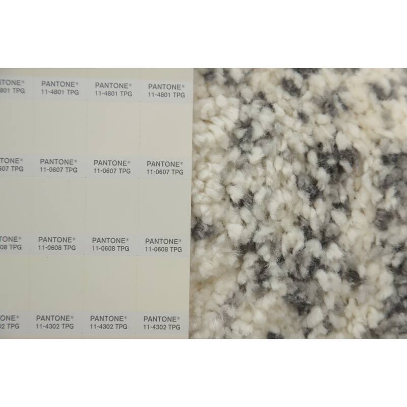 Machine Made Oriental Polyester Carpet Modern All-Over Greys & Charcoal Shaggy Area Rug - 10' 0'' X 7' 10''