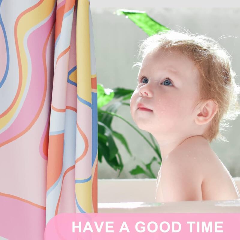 Shower Curtain Sets, Abstract Cloth with 12 Shower Curtain Hooks