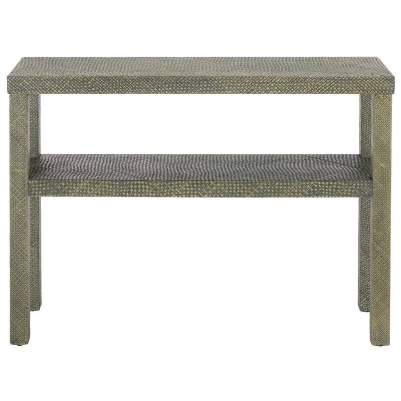 SAFAVIEH Apis Raffia 2-Shelf Console Table - 42"W x 12"D x 31"H - Turquoise