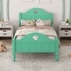 preview thumbnail 3 of 12, Girl's Princess Twin Size Bed Frame with Macaron Colors, Safety Rails, Headboard and Footboard for Toddlers, Seasoft Green