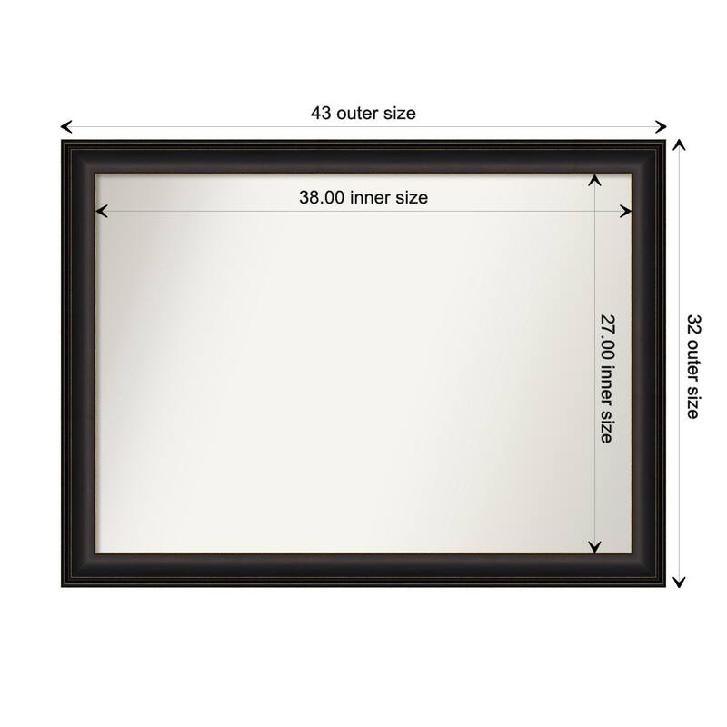 Trio Oil Rubbed Bronze Framed Non-Beveled Custom Wall Mirror, Bathroom Vanity Mirror - Outer Size: 42.5 x 31.5