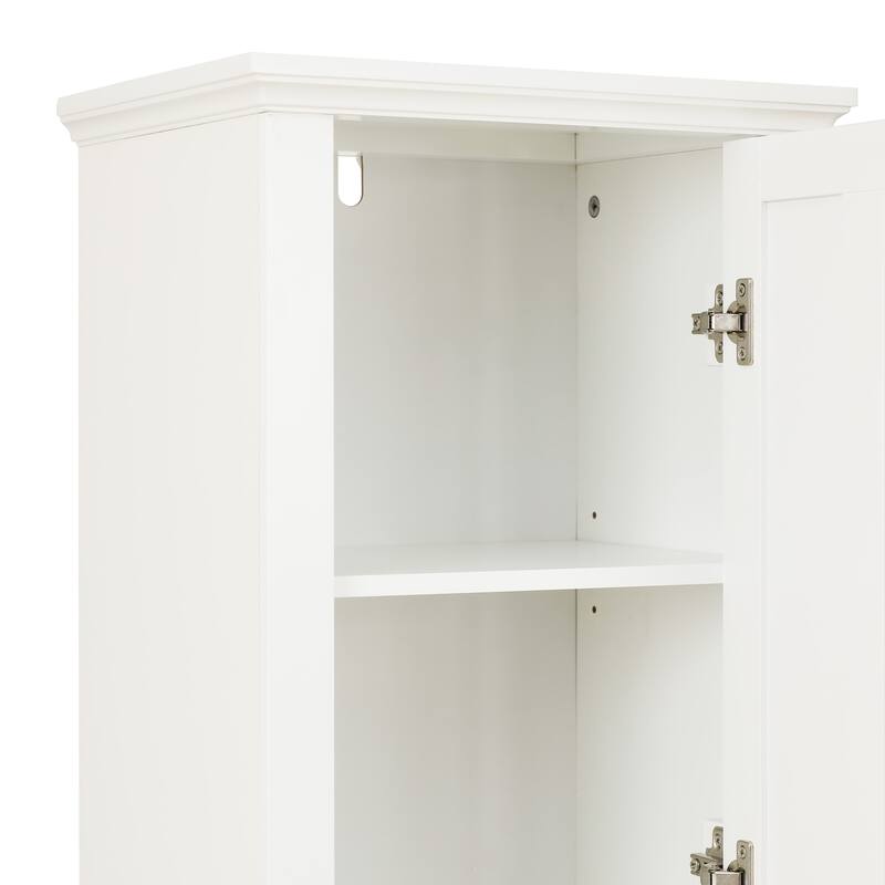 White MDF Wood 67-Inch Tall Tower Bathroom Linen Cabinet