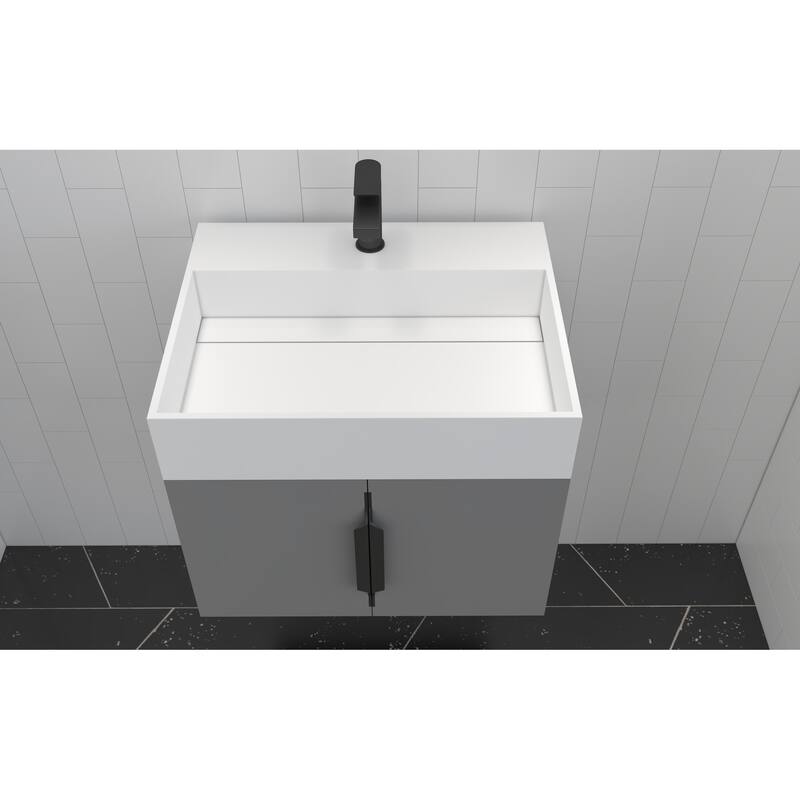 Amazon 24" Wall Mounted Bathroom Vanity Set w/ White Top