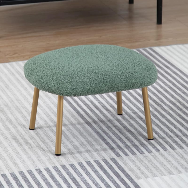 XINMICS Round Boucle Upholstered accent chair ottoman
