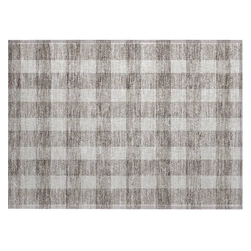 Machine Washable Indoor/ Outdoor Chantille Plaid Rug