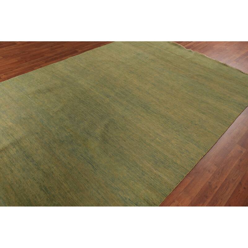 Green & Yellow Gabbeh Modern Area Rug Handmade Wool Carpet - 6'4" x 9'7"
