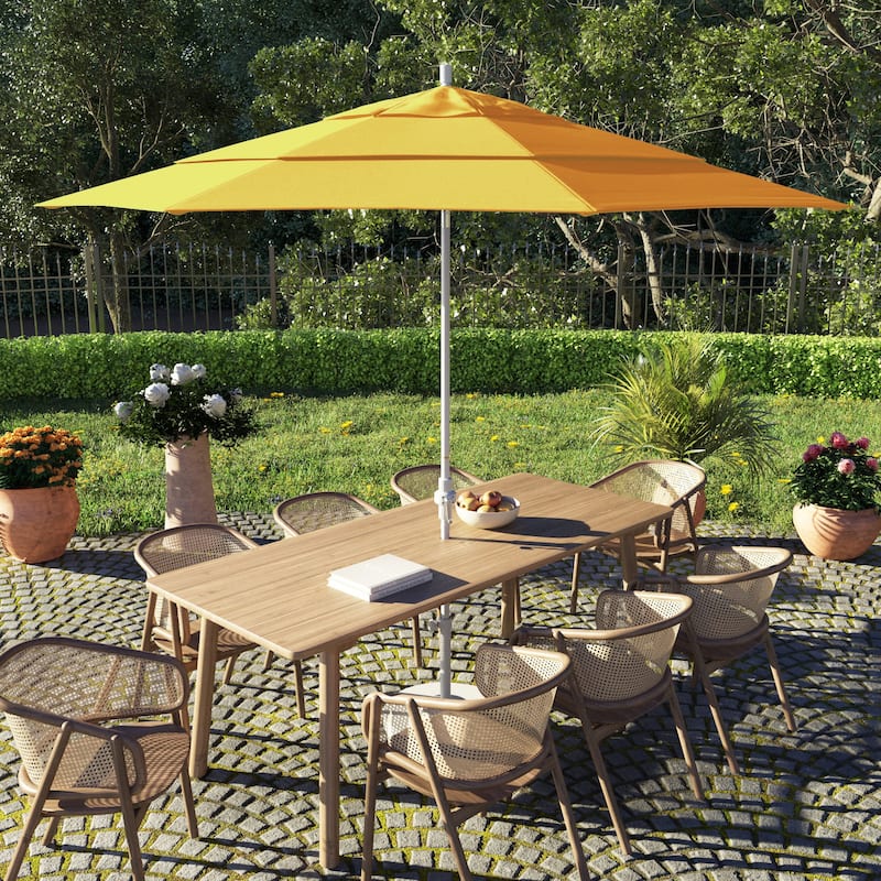 California Umbrella 11' Sun Master Patio Umbrella White Aluminum Pole Fiberglass Ribs Crank Lift Tilt Pacifica