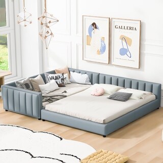Queen Size & Twin XL Size Upholstered Platform Bed,Mother & Child Bed,PU Leather
