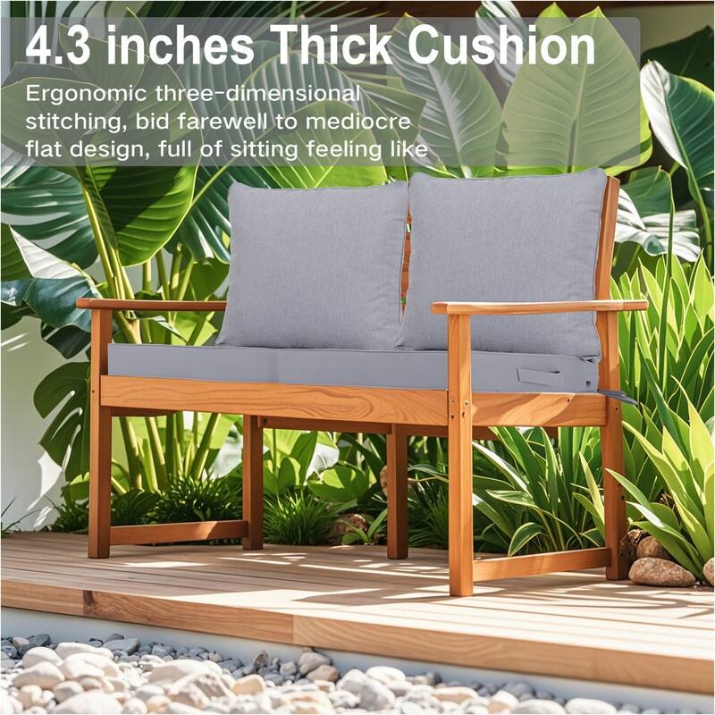24x24 in Outdoor Deep Seat Cushion Set, Waterproof Fade Resistant, 4in Thickened Foam, Removable Cover, Adjustable Straps