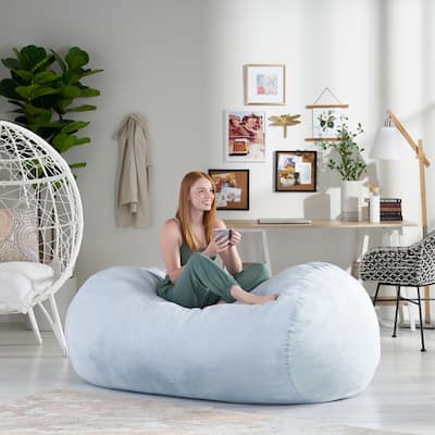 Asher Traditional 6.5-foot Suede Bean Bag Chair by Christopher Knight Home