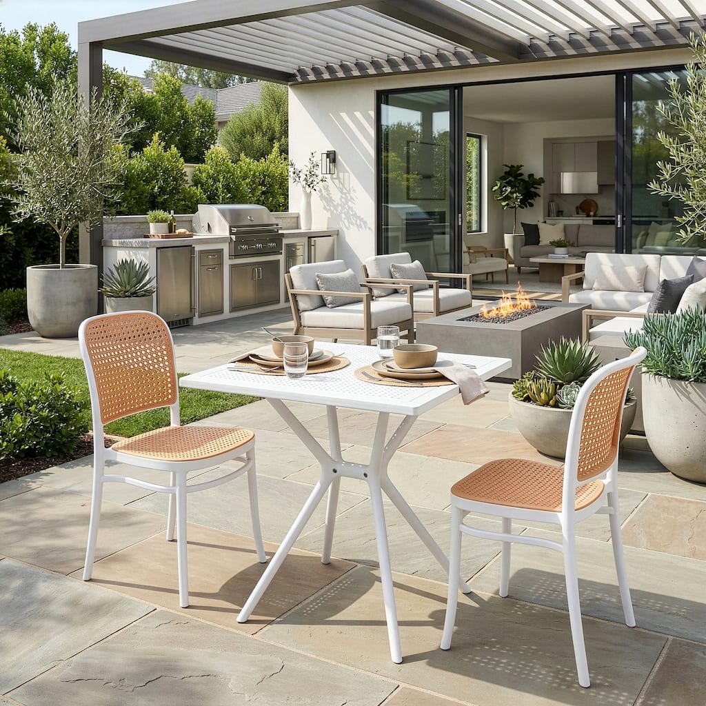 Balto Basma White Outdoor Dining 2 Seats Set