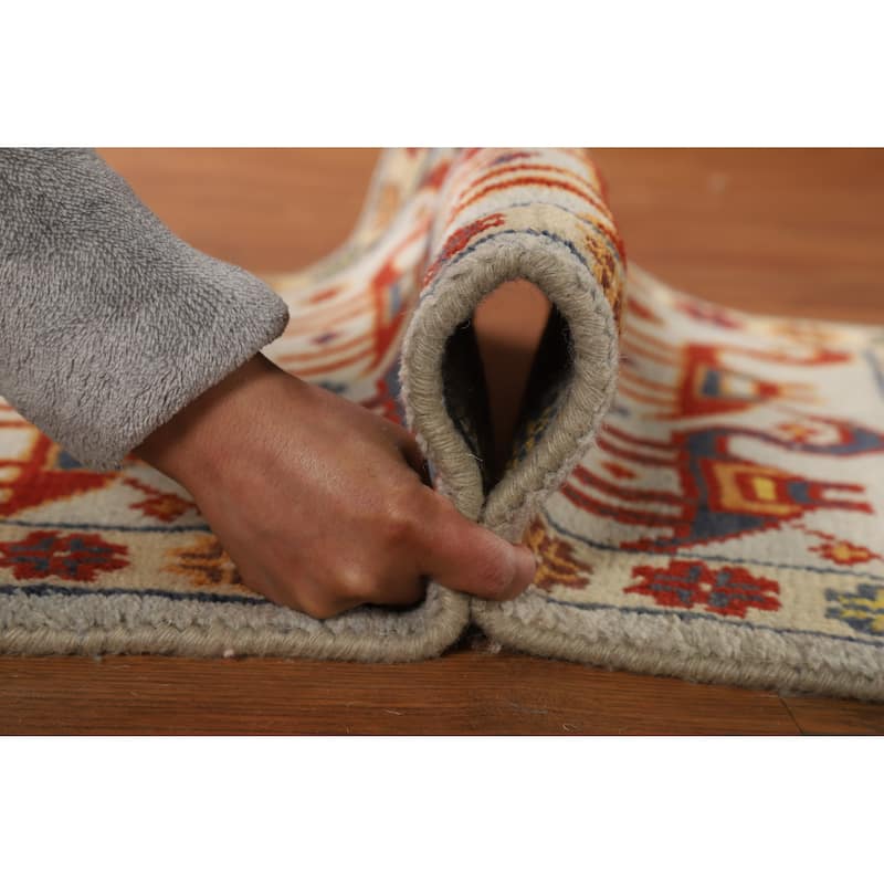 Hand Knotted Oriental 100% Wool Carpet Traditional Tribal Greys & Charcoal Art Deco Area Rug - 3' 0'' X 2' 0''