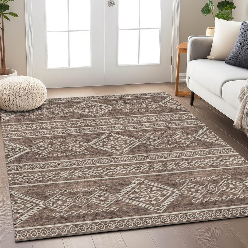 Machine Washable Indoor/ Outdoor Chantille Moroccan Boho Rug