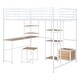 preview thumbnail 18 of 18, Full Size Loft Bed with Desk & Stool, Metal Loft Bed with Open-Style Wardrobe, Shelves and Cabinet