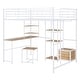 preview thumbnail 18 of 18, Modern Full Size Metal Loft Bed with Desk and Stool with Open-Style Wardrobe,Shelves and Cabinet