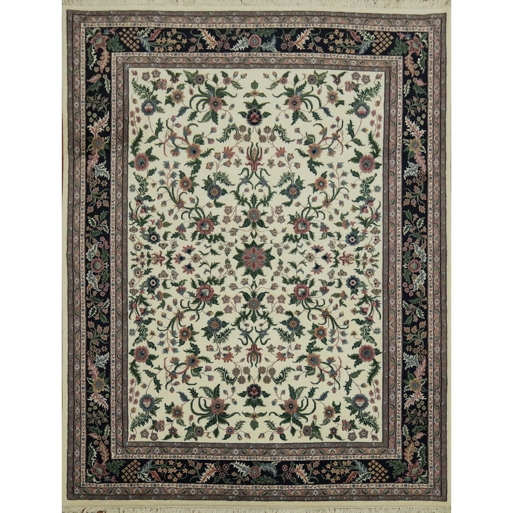 Hand Knotted Oriental 100% Wool Carpet Traditional All-Over Beige & Ivories Kashan Area Rug - 11' 10'' X 9' 0''