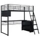 preview thumbnail 11 of 12, Black Colorful LED Twin Size Loft Bed with Desk and Shelves