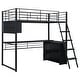 preview thumbnail 9 of 24, Twin/Full Size Kids Loft Bed with LED Light and Storage Shelves, Teens Metal Bed Frame with Ladder and Desk