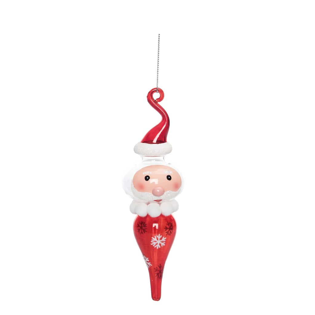 Transpac Glass 7 in. Holiday Whimsy Santa Head Ornament