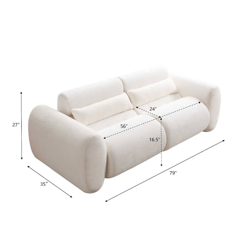 Christopher Knight Home - Cloud Modern Upholstered Bouclé Curved 3-Seater Sofa with Round Arms