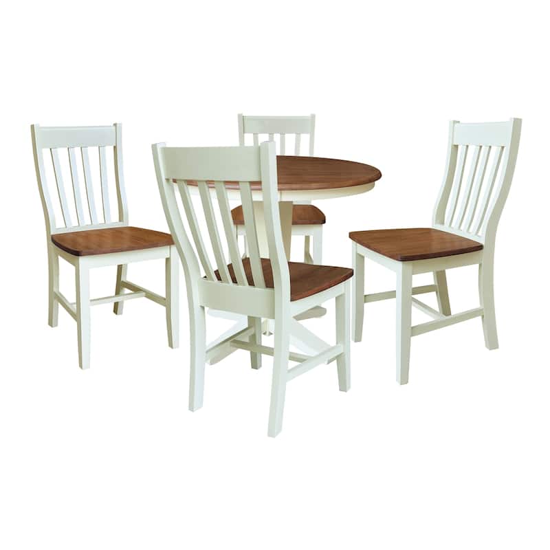 36 in Solid Wood Round Top Pedestal Dining Table with Dining Chairs