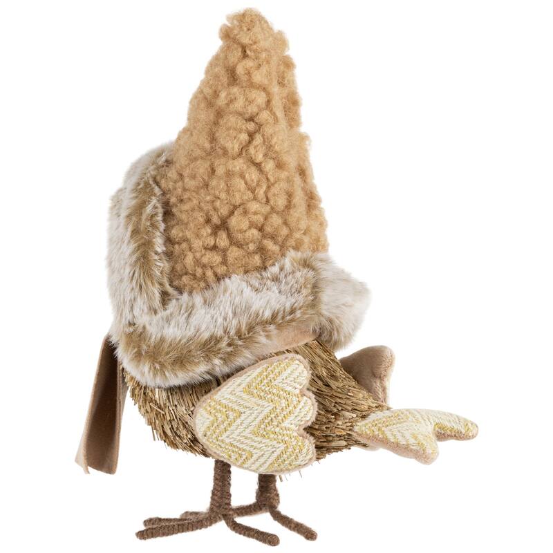 Woodland Bird in Winter Hat Christmas Figurine - 8"