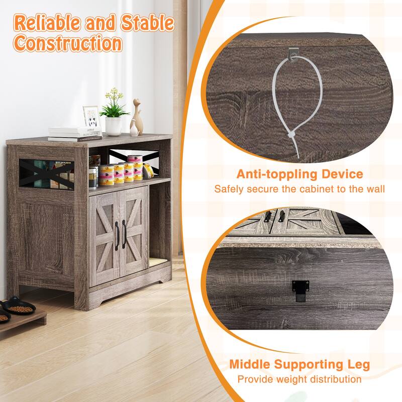 Gymax Cat Litter Box Enclosure w/ Storage Double Doors Sisal