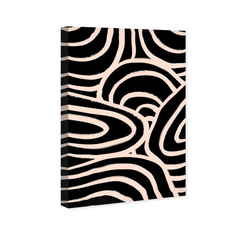 Wynwood Studio Canvas Abstract Lineal Water Wave Black and Light Pink Modern & Contemporary Wall Art Canvas Print