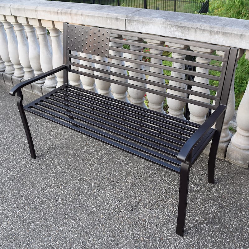 American Pride Wood and Metal Bench
