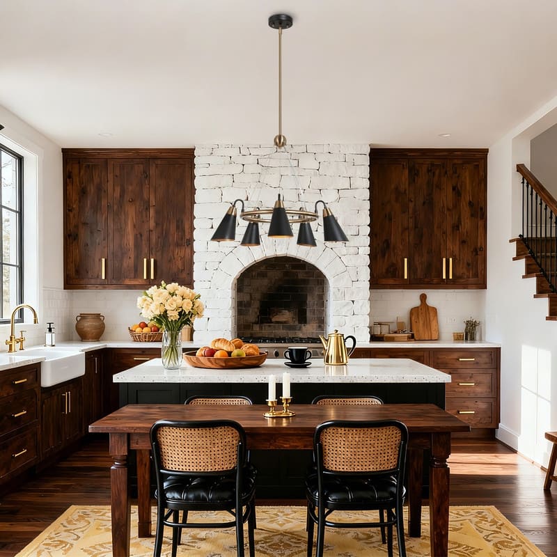 Modern 5-Light Black Gold Chandelier Wagon Wheel Pendant Lights with Metal Shades - 23.5"L x 33.5"H