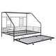 preview thumbnail 17 of 18, Black Full Size Metal House Bed with Trundle and Roof