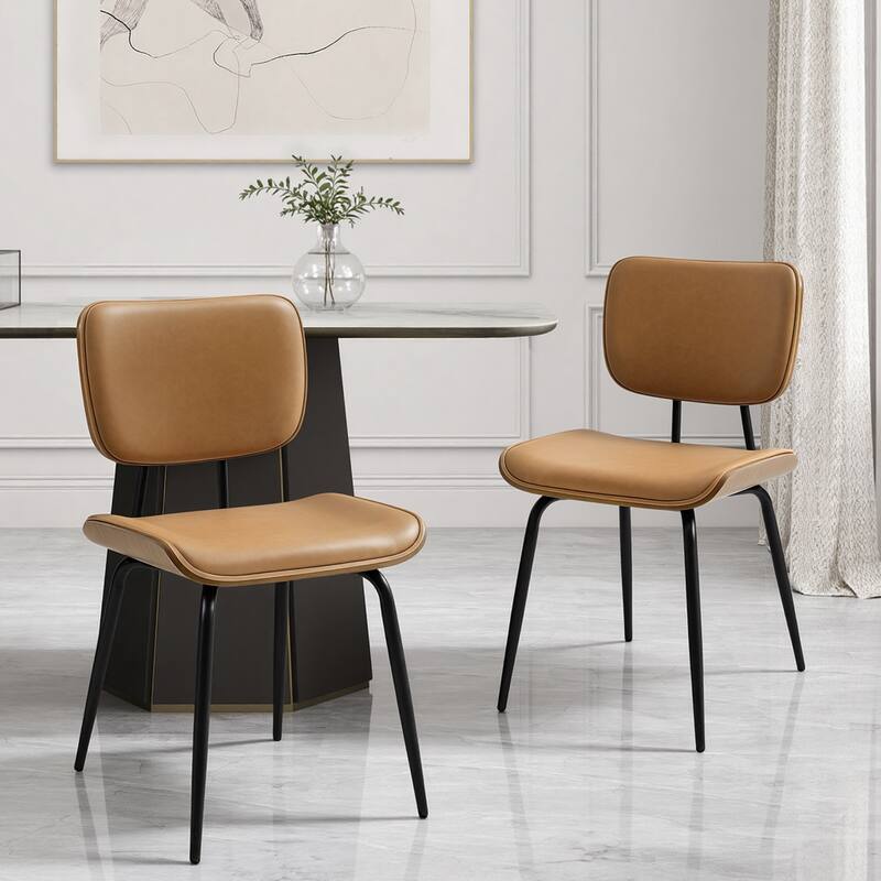 Faux Leather Upholstered Dining Chairs Set of 2/4 - 33.5"H x 19.3"W x 23"D