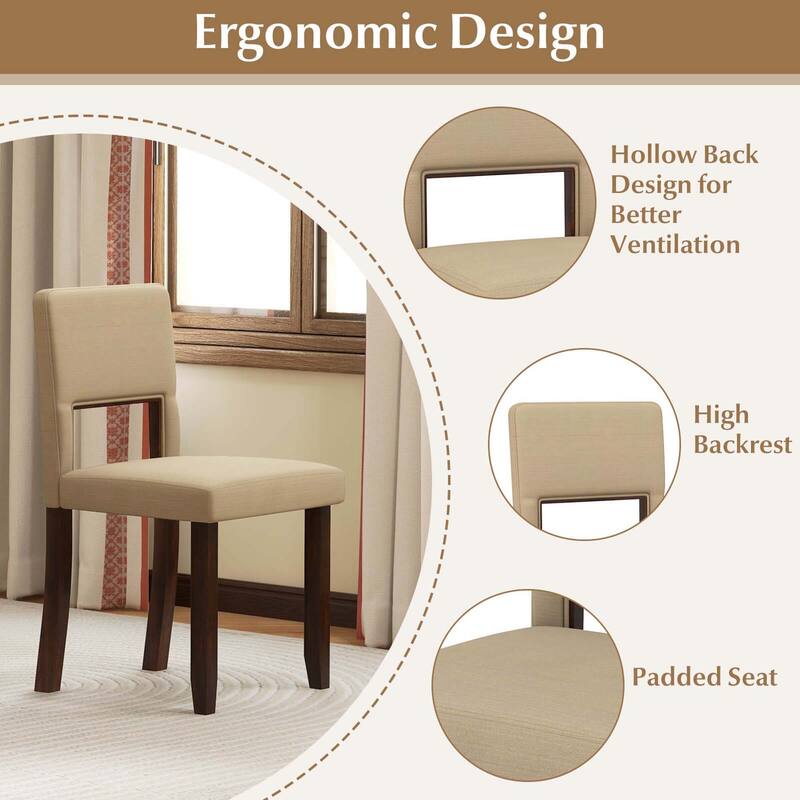 Costway Wooden Dining Chair Set of 2/4 with Acacia Wood Frame Padded